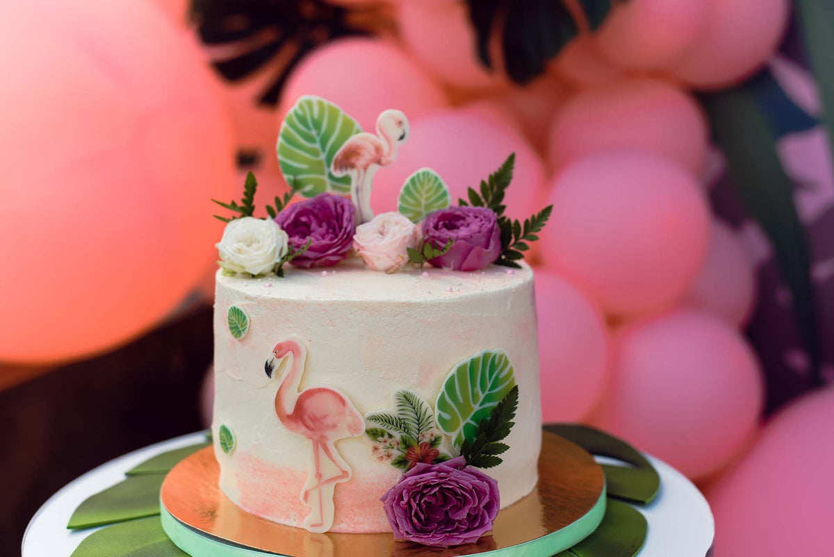 Torte mit Flamingos bedruckt